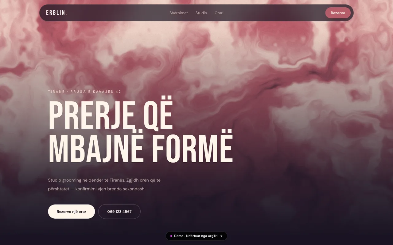 Pamje e faqes demo Erblin